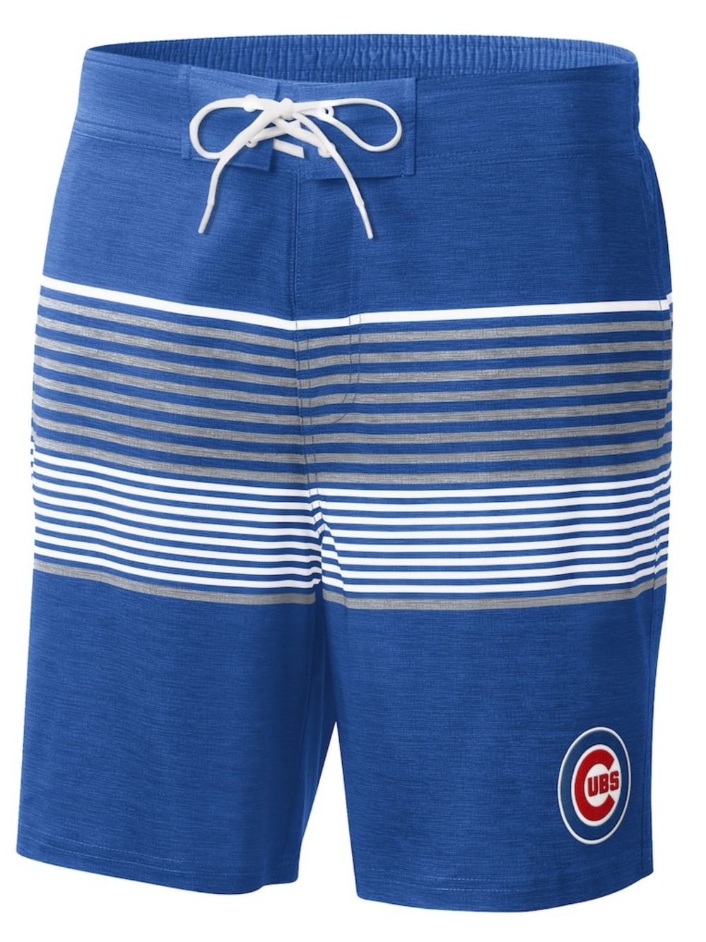 Men's Cubs Striped Swim Trunks with Drawstring